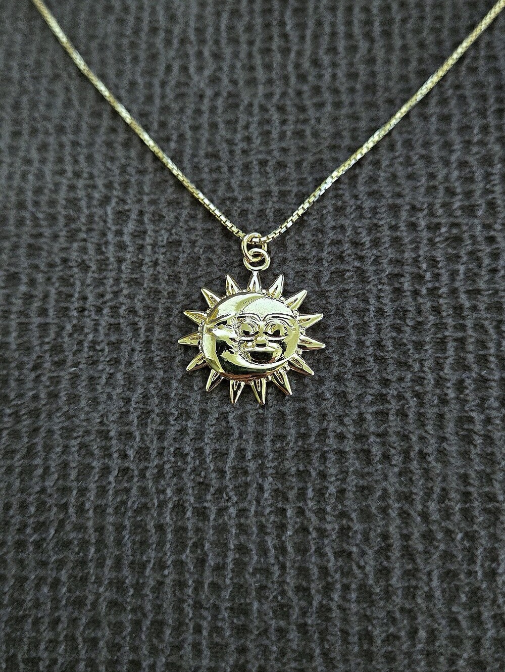 Mia Fiore Embossed Gold💛 Crescent Moon🌙 and Sun☀️ Adjustable Slide Necklace